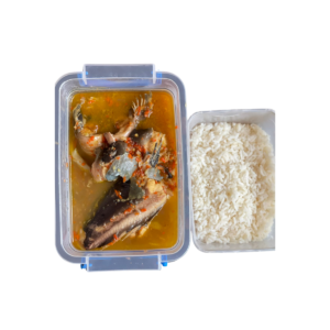 WHITE RICE + STEW + CAT FISH